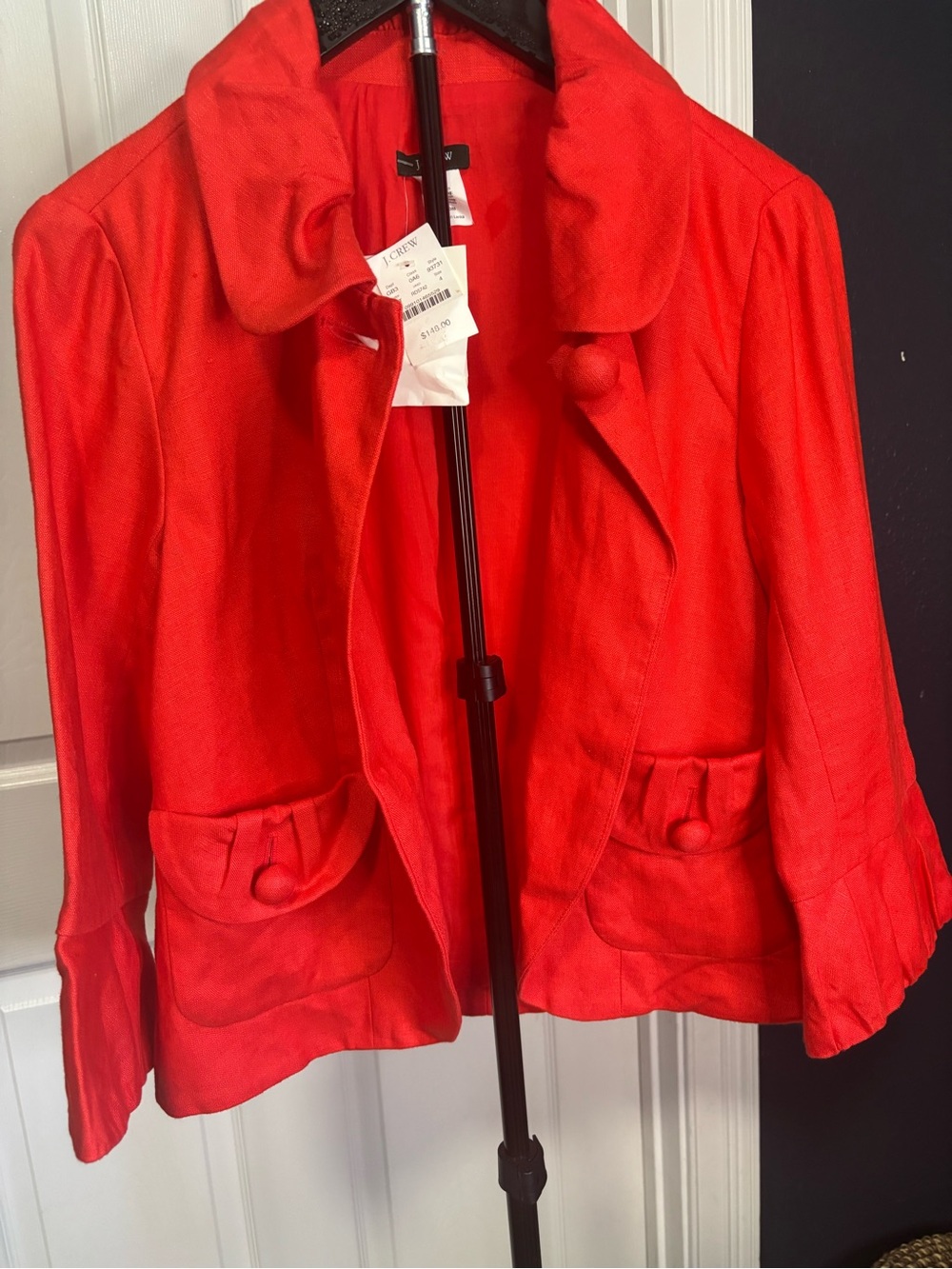 J. Crew Red Rounded-Collar Button-Pocket Jacket - Picture 5 of 5
